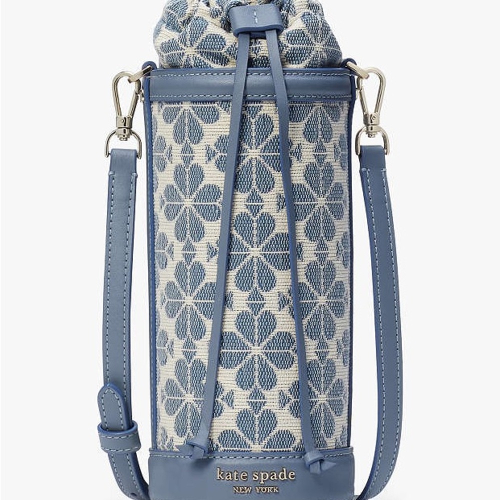 Kate Spade Blue Crossbody water bottle holder Bag with Geometric Pattern